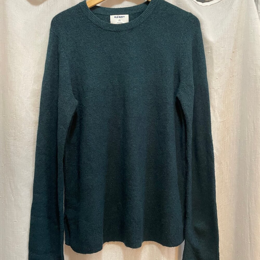 Dark Green/Turquoise Crew Neck Sweater